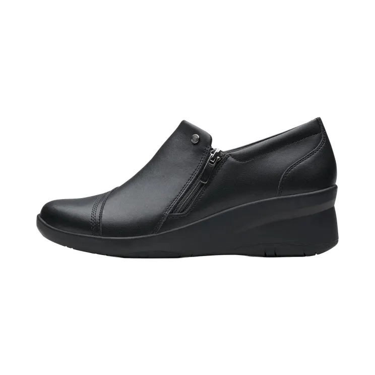 Clarks Suttyn Zip Wedge “Black Leather” (26180145)
