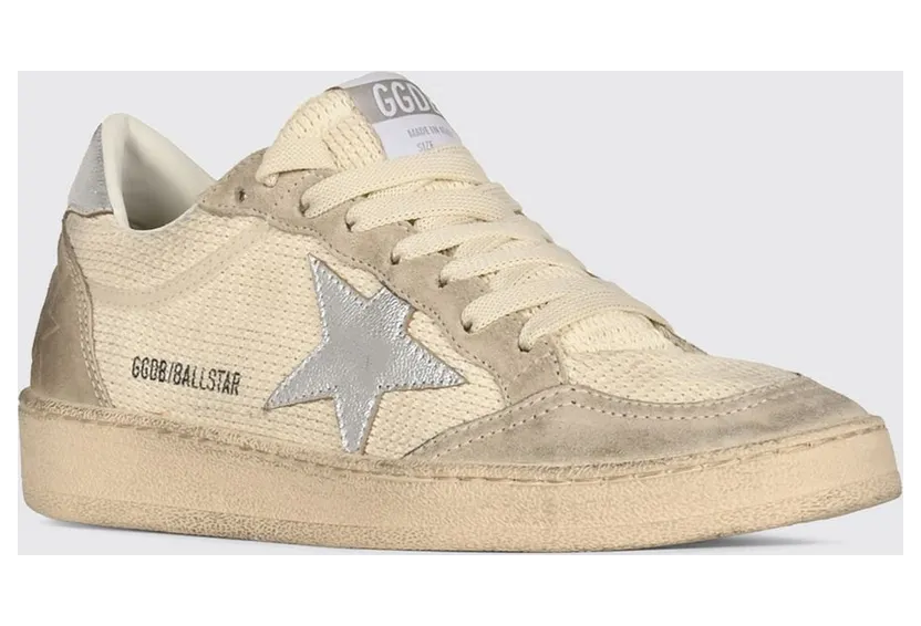 Golden goose Ball Star Distressed Leather and Cotton Sneakers Nude (GWF00117F00876015260)