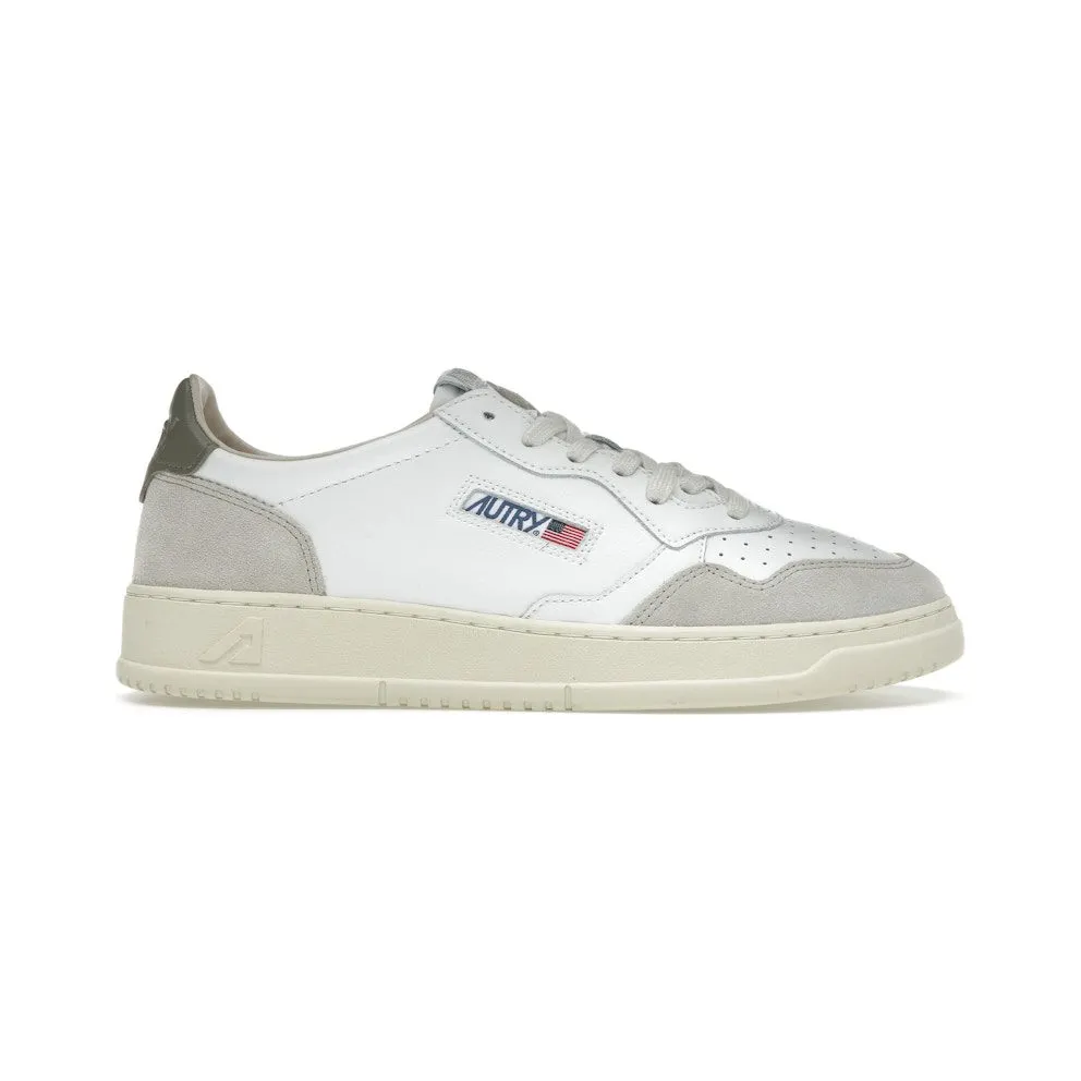 Autry Medalist Leather Low White Covert Green Beige (AULM-LS77)