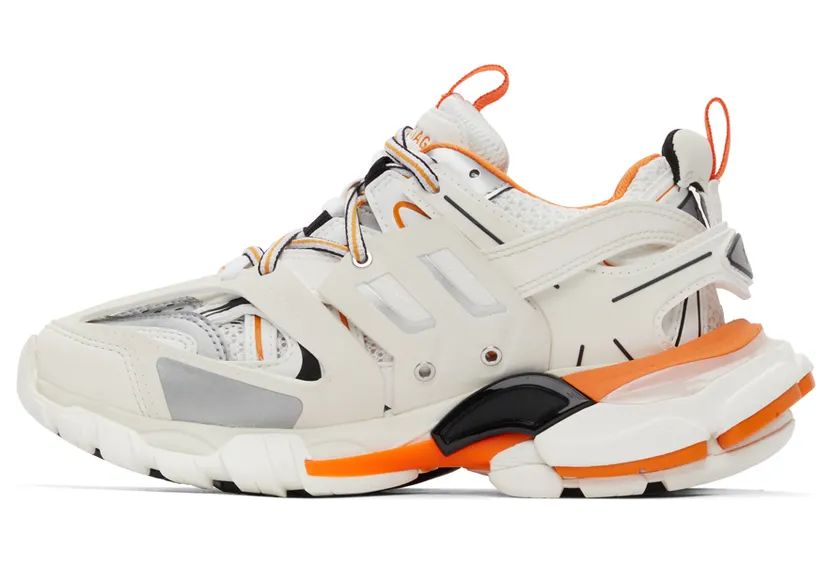Balenciaga Orange & White Track Sneakers (542436 W1GB1) (3)