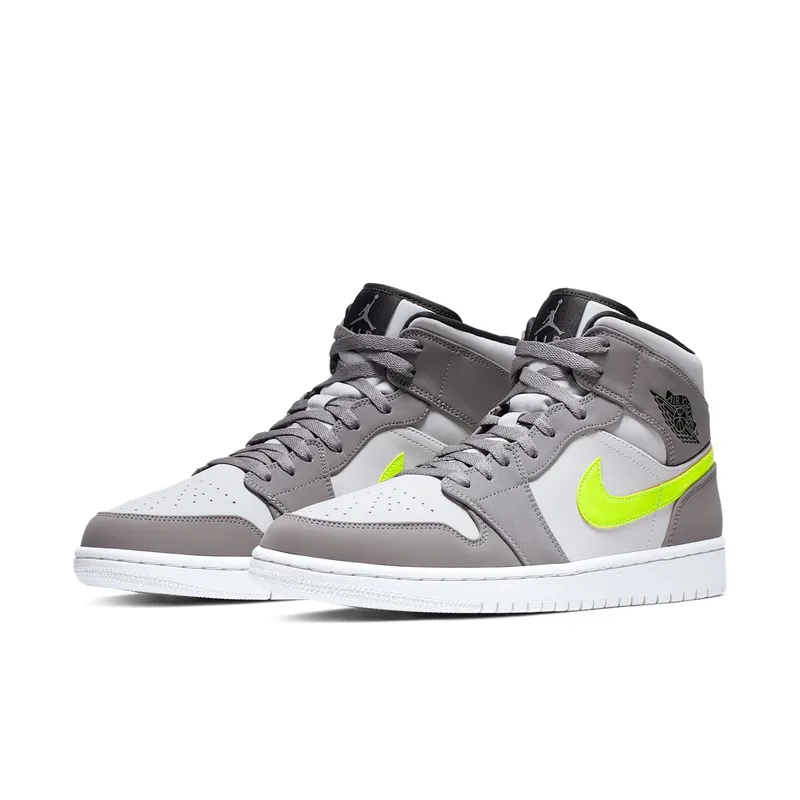 Jordan 1 Mid Gunsmoke Volt Gunsmoke/Volt-Neutral Grey-White-Black (554724-072)