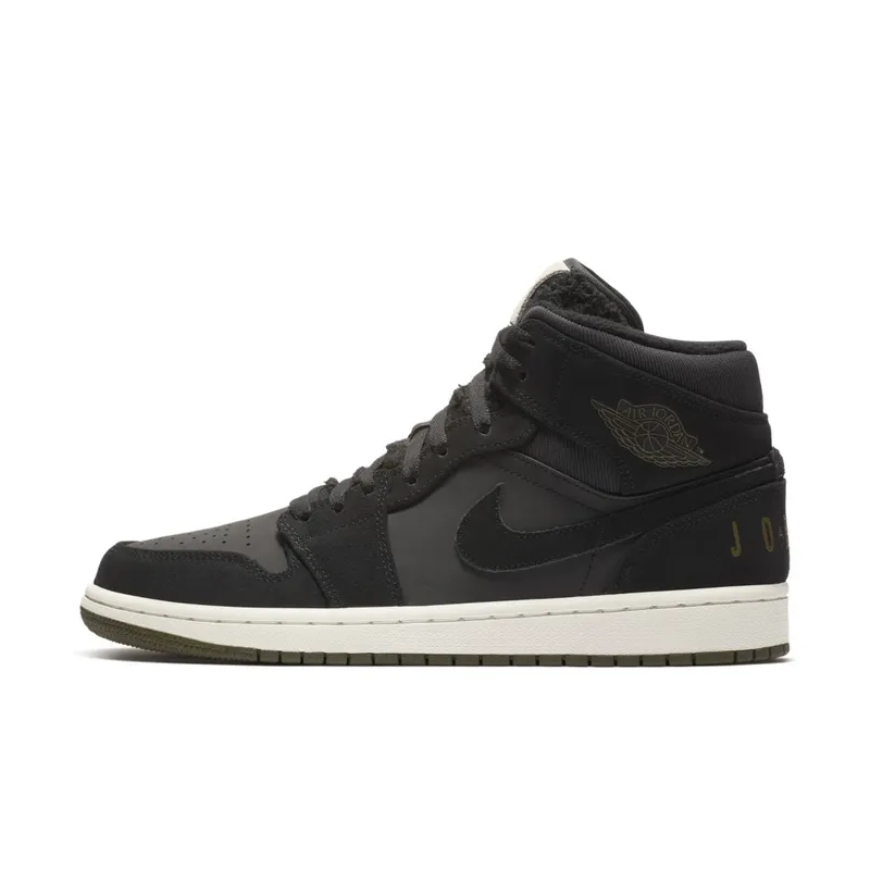 Jordan 1 Mid Black Olive Canvas Black/Olive Canvas-Sail-Cone (BQ6579-001)