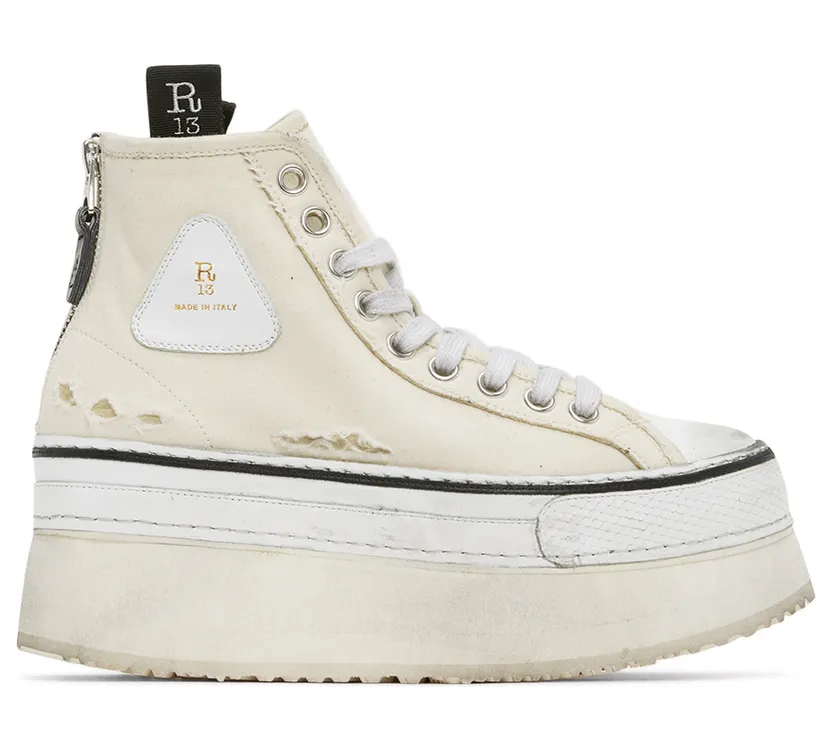 R13 Off-White Platform High-Top Sneakers (R13S0070-003)
