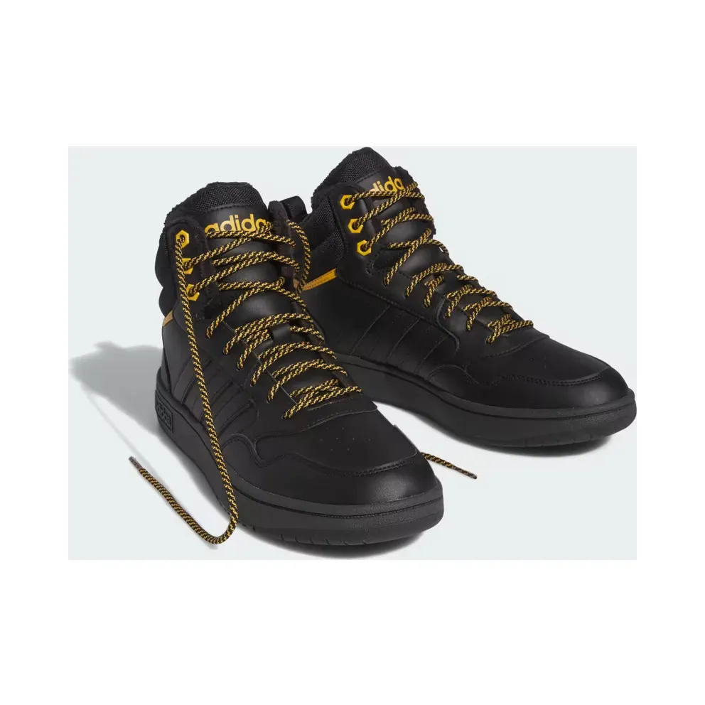 Adidas Hoops 3.0 Mid Lifestyle Basketball Classic Winter Shoes Core Black / Core Black / Preloved Yellow (IG7928)