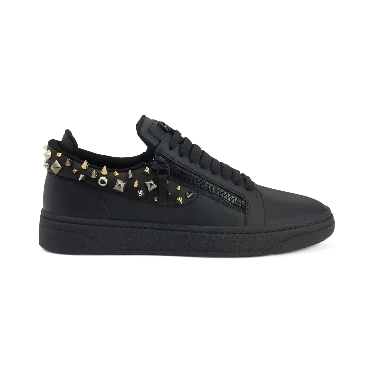 Giuseppe Zanotti GZ94 low-top met studs en dubbele rits “Black” (RU30024001)