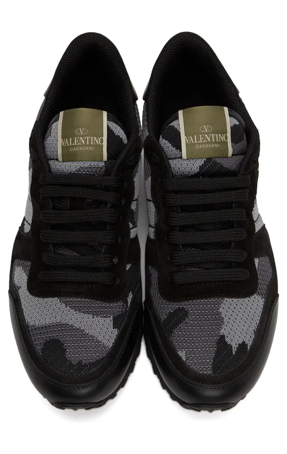 Valentino Garavani White & Grey Camouflage Rockrunner Sneakers (XY2S0723QRK) (5)