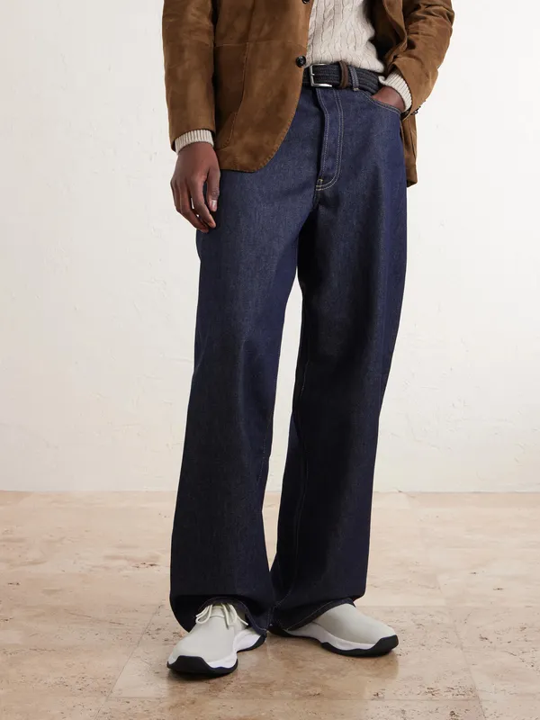 Berluti Shadow Logo-Embroidered Leather-Trimmed Stretch-Knit White (S6610-008)