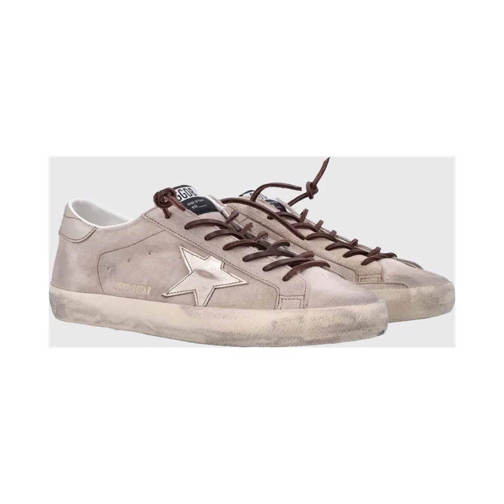 Golden goose Super-Star Distressed Suede Leather Beige (GMF01002F00875015647)