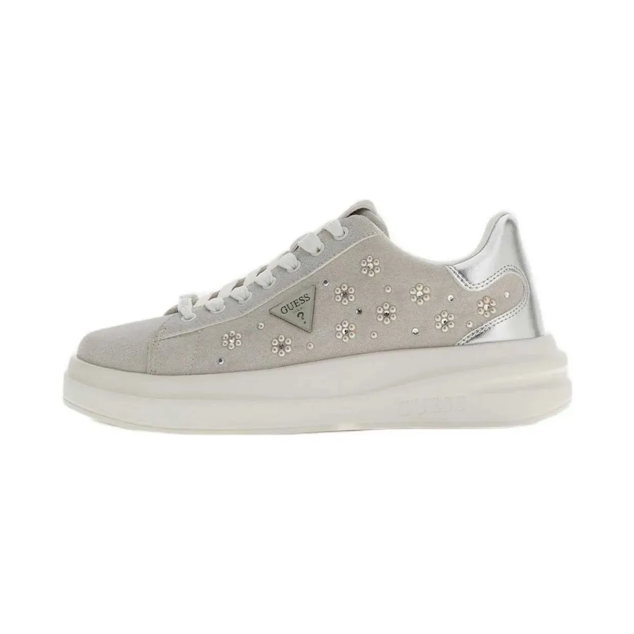 GUESS USA Elbina sneakers verfraaid met imitatieparels – Beige (FLJE12FAB12)