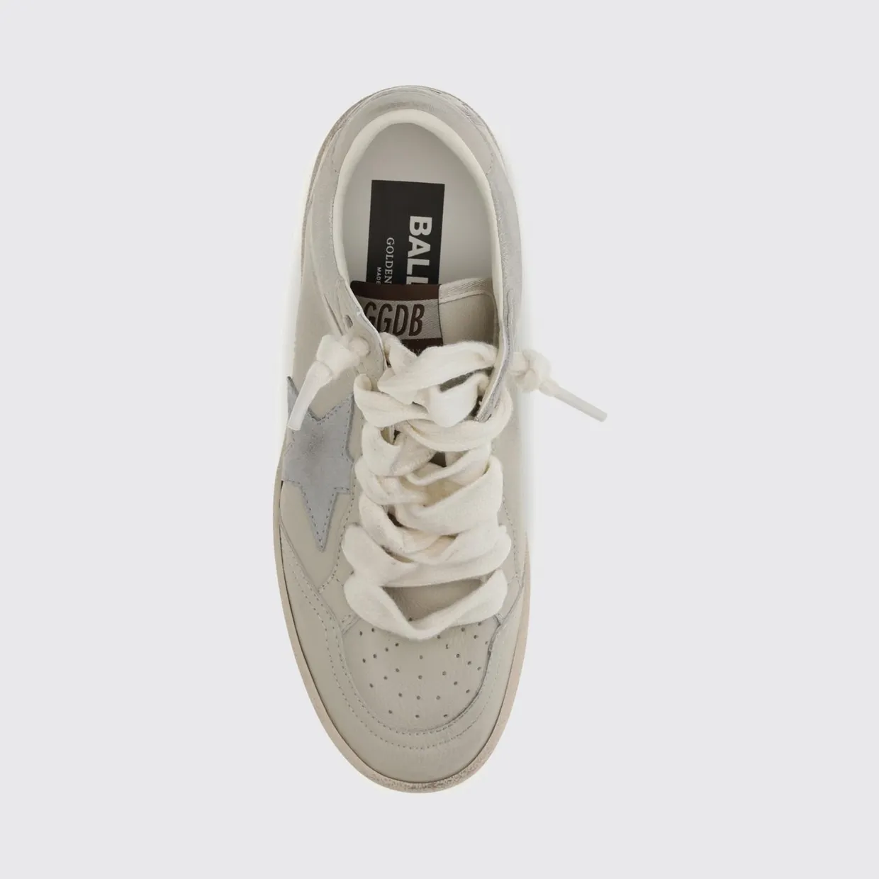 Golden goose Ball Star Distressed Laminated Leather Sneakers with Contrast Logo Cream (GWF00771F00870112522) (3)