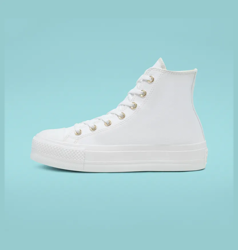 Converse Elevated Gold Platform Chuck Taylor All Star Wit/wit/goud