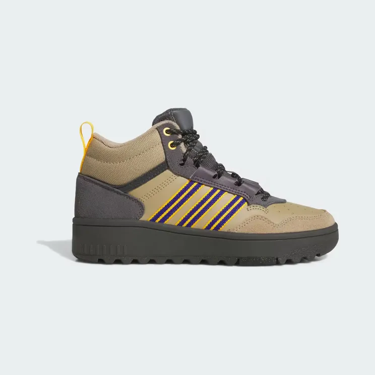 adidas Hoops 4.0 Mid Shoes Kids “Beige / Charcoal Solid Grey / Grey Strata” (JS2033)