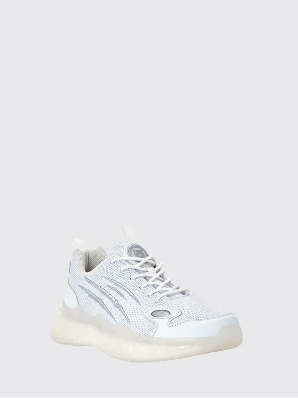 Plein Sport Lace-Up Low-Top Sneakers in Technical Mesh with Rear Logo White (FABSUSC0338STE003N01)
