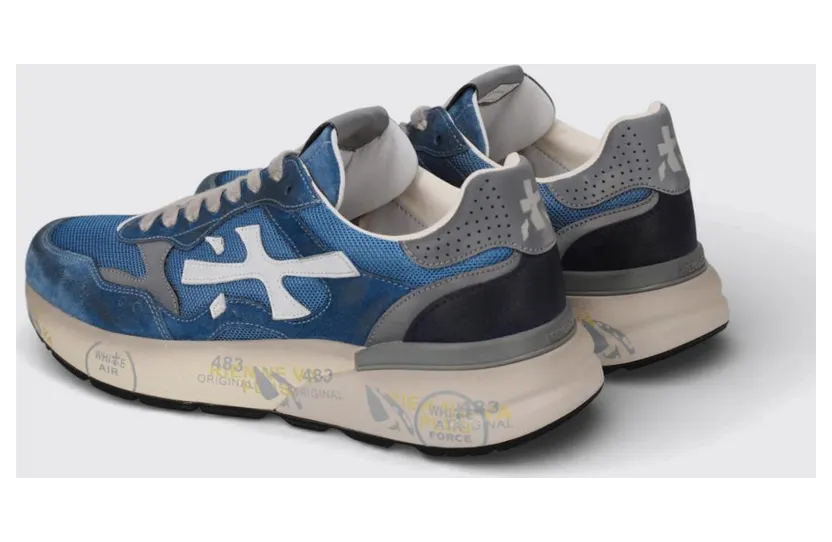 Premiata Mick Used Suede and Mesh Sneakers Blue (MICK018120) (2)