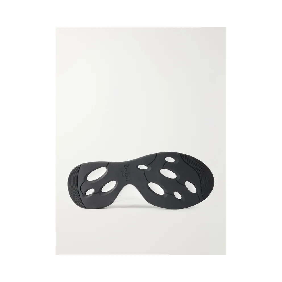 Berluti Shadow Logo-Embroidered Leather-Trimmed Stretch-Knit Navy (S6610-010)