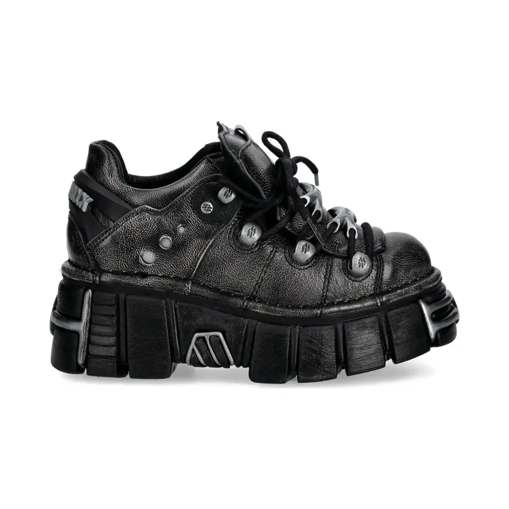 NEW ROCK Pulik Old Arena Tower Negro with plateauzool and ringlets – Black (M120NC69)