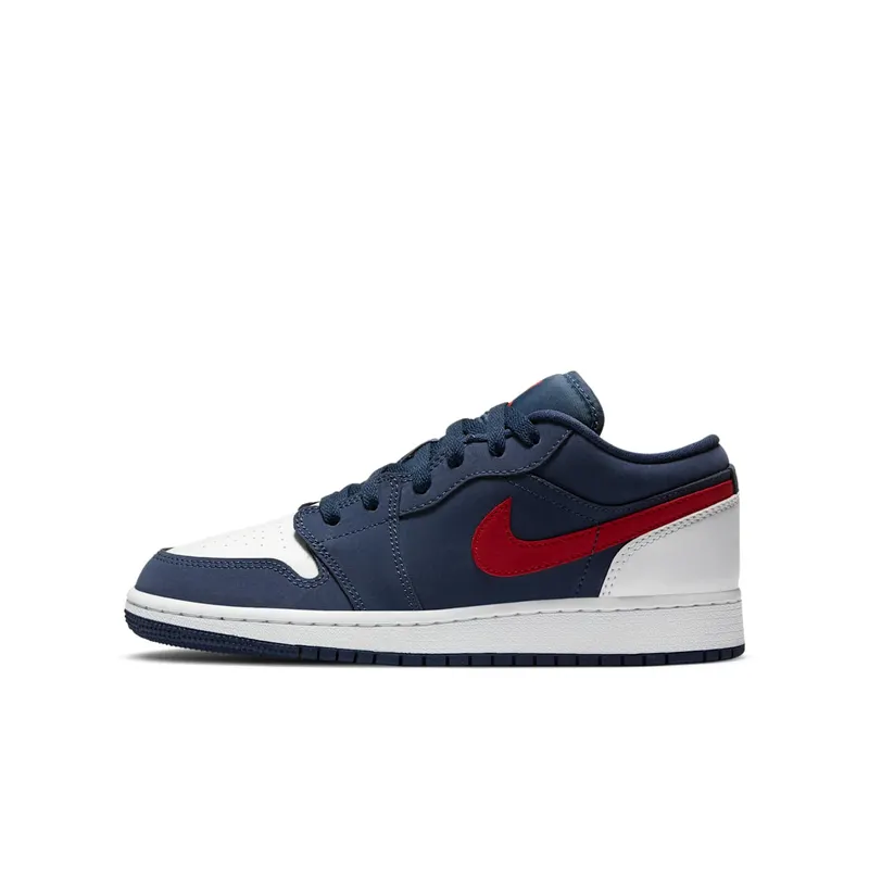 Jordan 1 Low USA (GS) Midnight Navy/White-University Red (CV9844-400)