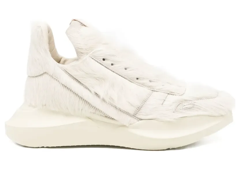 Rick Owens Concordians Runway Geth Runner Unshaved Cow Leather Milk (RR02E1814LHL-1111)