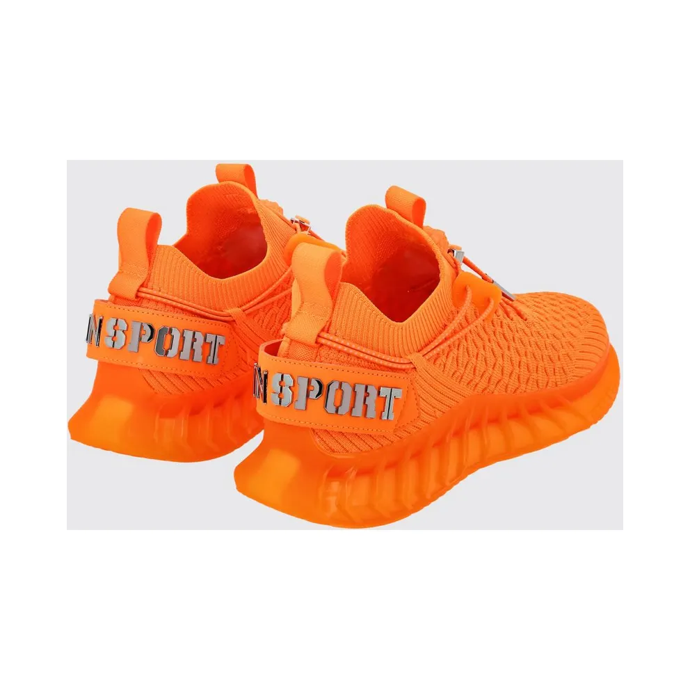 Plein Sport Technical Knit Low-Top with Elasticated Ankle and Double Pull Tab Orange (SADSUSC0520STE003N86)