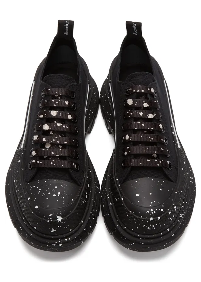Alexander McQueen White Paint Tread Slick Low Sneakers (682414W4MVI) (5)