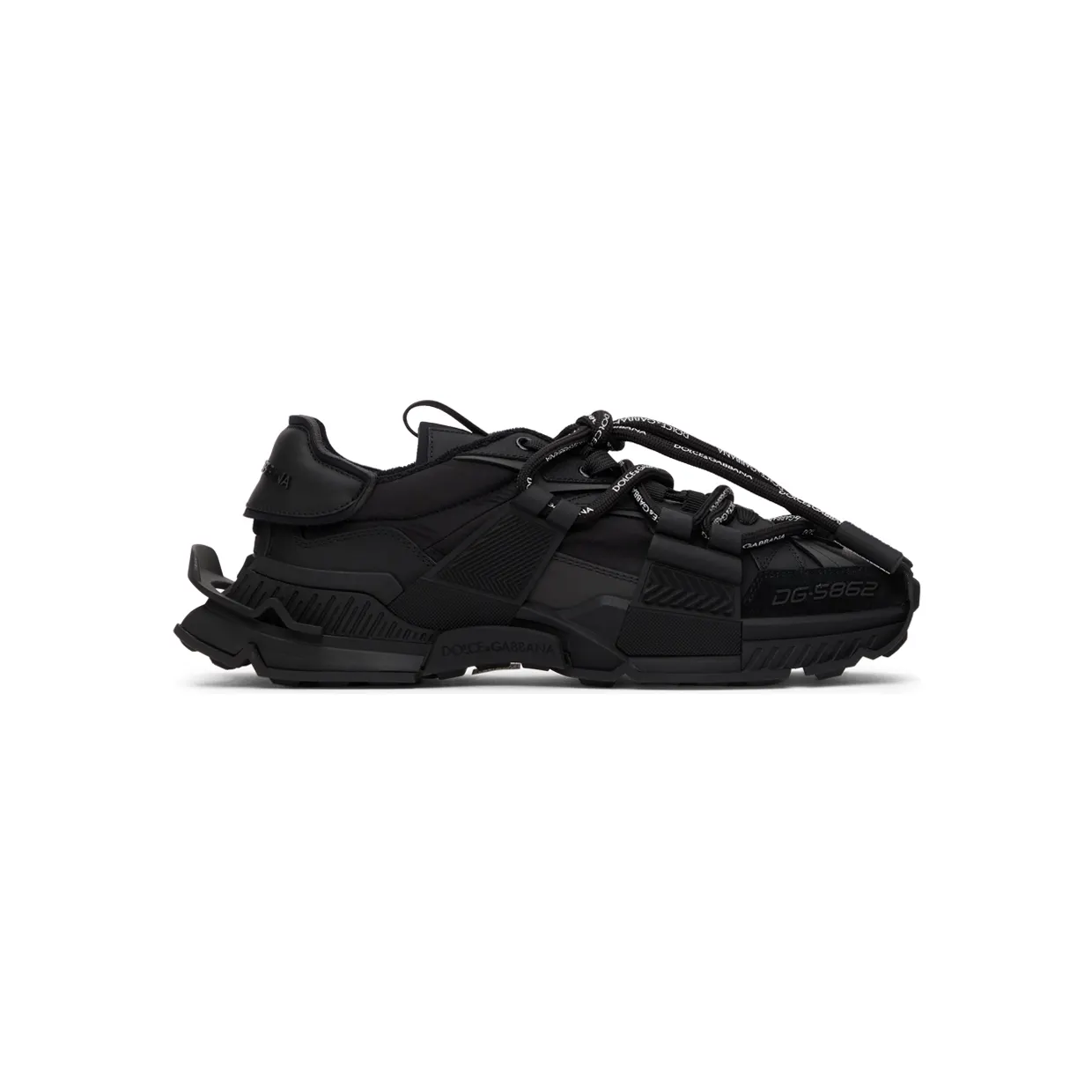 Dolce & Gabbana Black Mixed-Materials Space Sneakers (CS1963 AQ407)