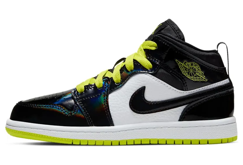 Jordan 1 Mid Black Cyber Mystic Green (PS)