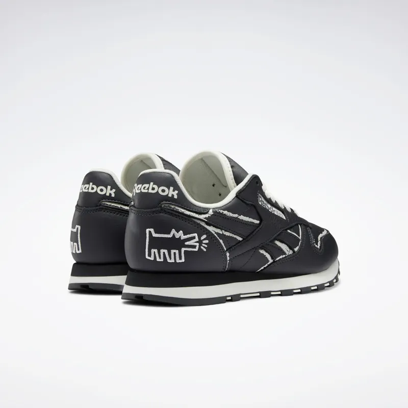 Reebok Keith Haring Classic Leather Shoes Black / Chalk / Pure Grey 8