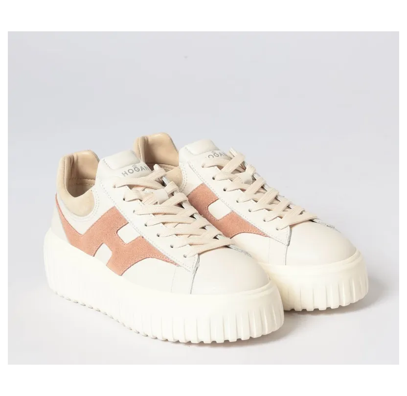 Hogan H-Stripes Grained Leather Sneakers White (HXW6450FE91UXI0FE4)