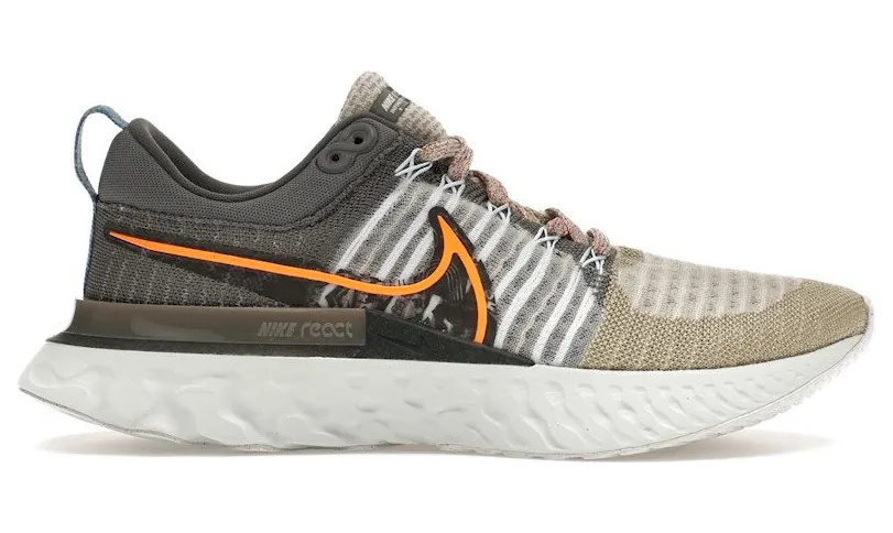 Nike React Infinity Run Flyknit 2 Light Bone Grey Orange (DC4577-001)