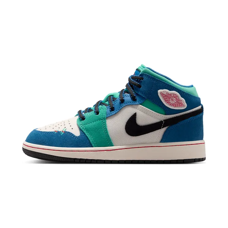 Nike Air Jordan 1 Mid SE “Chalk / True Blue / Kinetic Green / University Red” (IO2065-100)