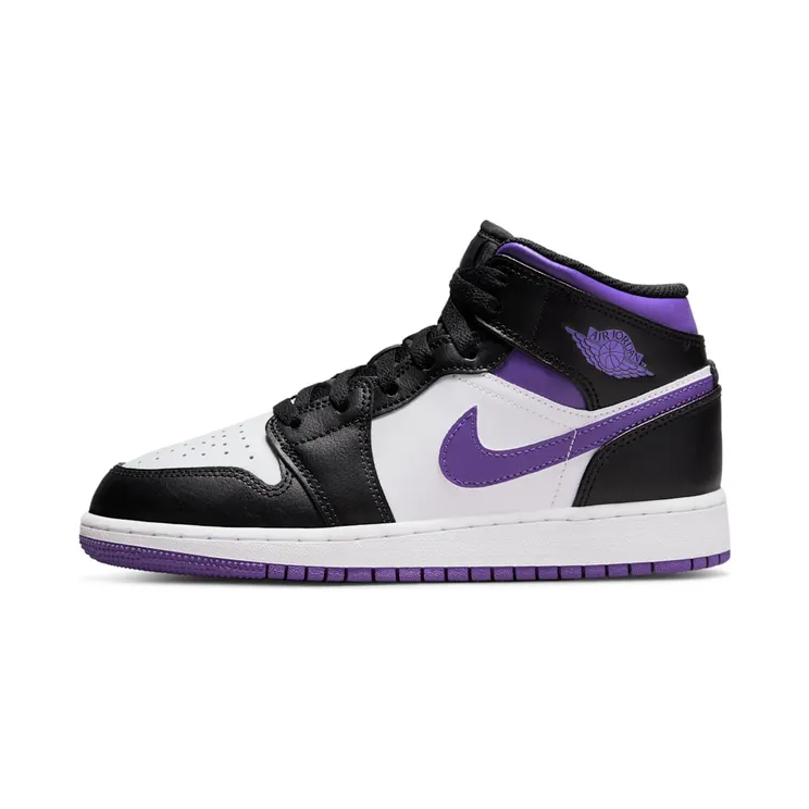 Air Jordan 1 Mid GS “Black / White / Dark Iris” (554725-095)