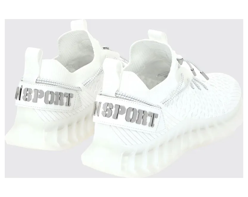 Plein Sport Technical Knit Low-Top Sneakers with Elasticated Ankle and Double Pull Tab White (SADSUSC0520STE003N01) (2)