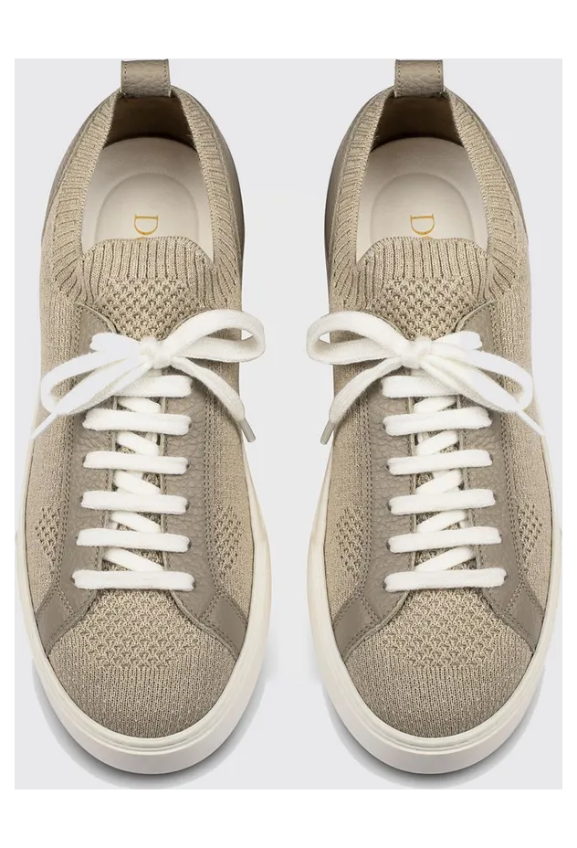 Doucal’s Technical Crochet Fabric and Leather Sneakers Dove Grey (DU3381SPENPZ830EM05) (2)