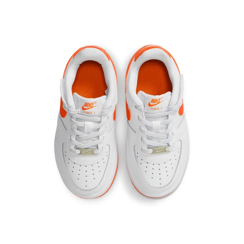 Nike AIR FORCE 1 LOW EASYON PS “White White Safety Orange” (FN0237-113)