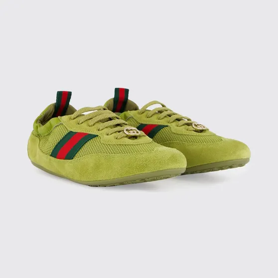 Gucci Shift Suede and Mesh Sneakers Green (857963AAF1Z3150)