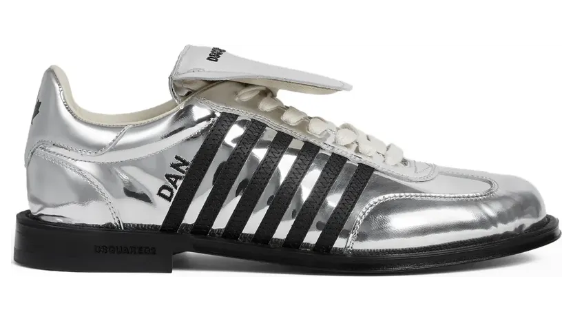 DSQUARED2 Metallic leren met strepen “Silver” (LUM010701501451)