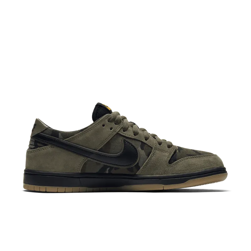 Nike SB Dunk Low Skate Camo Medium Olive/Black-Gum Light Brown (854866-209)
