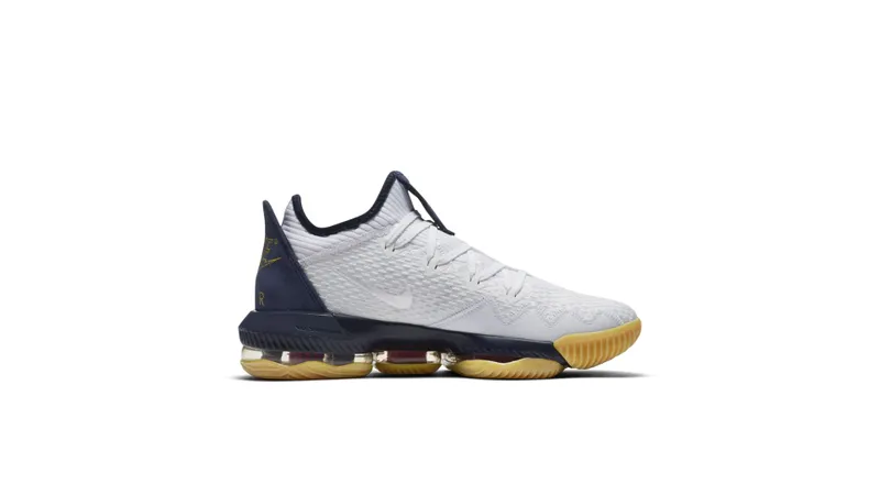 Nike LeBron 16 Low Olympic White/Metallic Gold-Midnight Navy-University Red (CI2668-101)