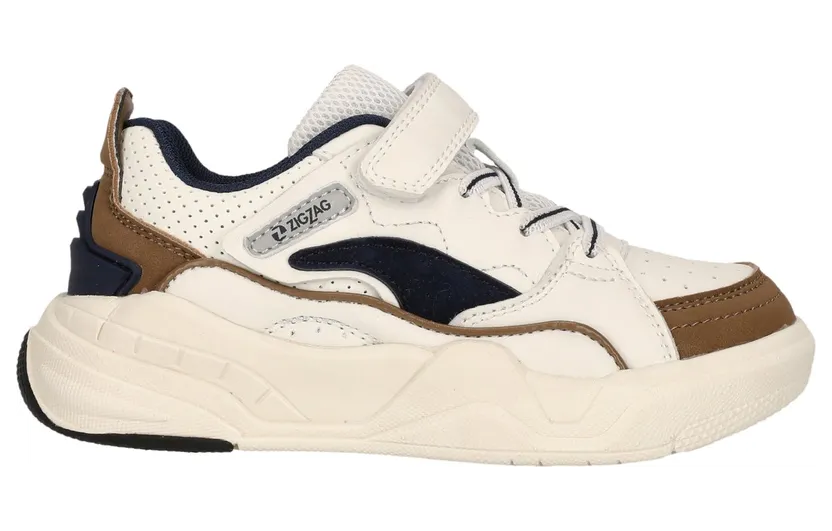 Zigzag sneaker Wit-bruin (Z244211-1075)