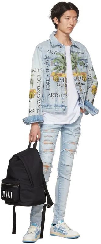 AMIRI White & Blue Bandana Skel Sneakers (PF22MFS006-123)