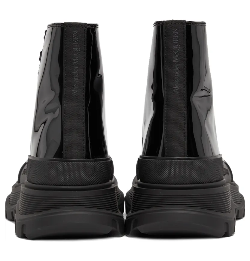 Alexander McQueen Black Patent Tread Slick High Sneakers (668775WIA35) (4)