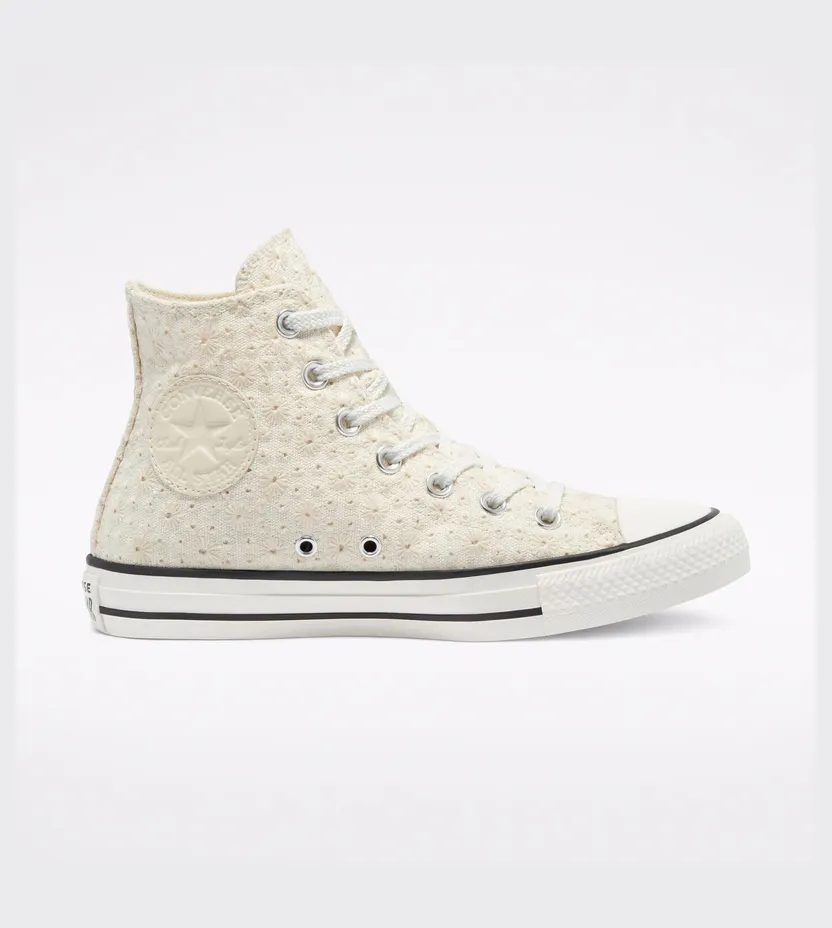 Converse Canvas Broderie Chuck Taylor All Star High Top Egret/natural Ivory/zwart (571284C)