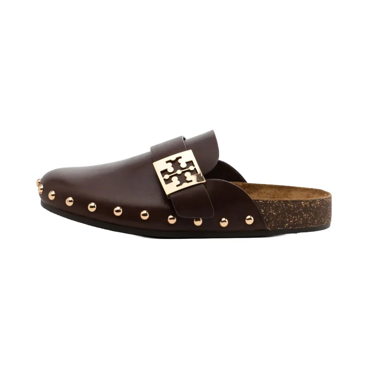 Tory Burch Mellow Stud Mule “Deep Mocha Gold” (154448-200)