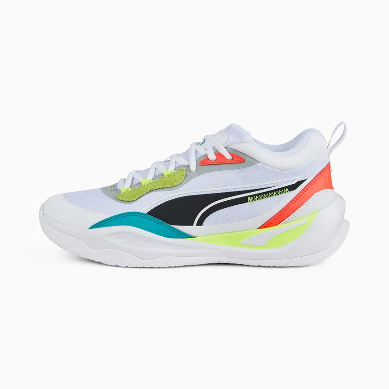 Puma Playmaker Pro Basketball Shoes White/Pink/Red (377572-02)