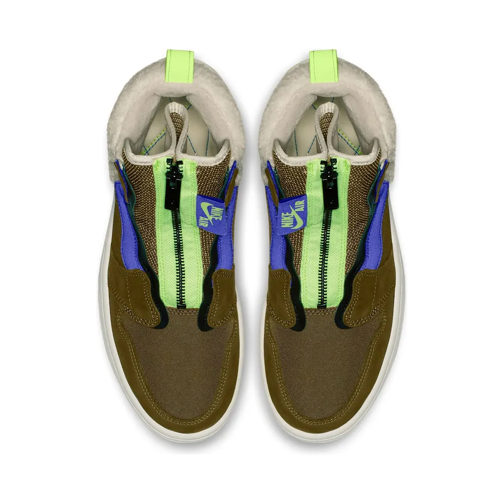 Jordan 1 Retro High Zip Utility Pack (W) Olive Flak/Black-Volt Glow-Beach (AV3723-300)