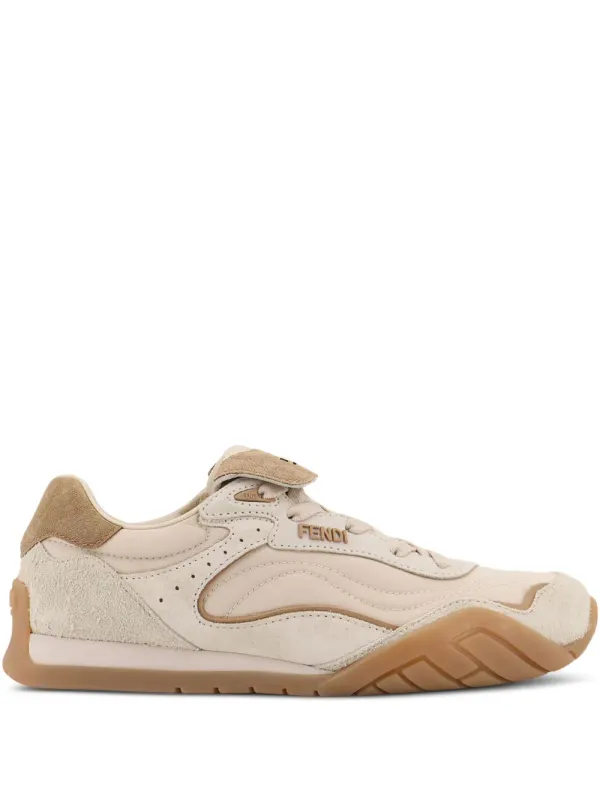 FENDI Wave Pulse leren sneakers with vlakken – Beige (8E8820AYFE)