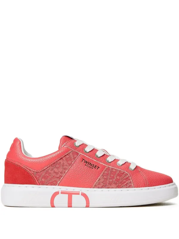 TWINSET Sneakers mit Spitzeneinsätzen – Rot (231TCP042)