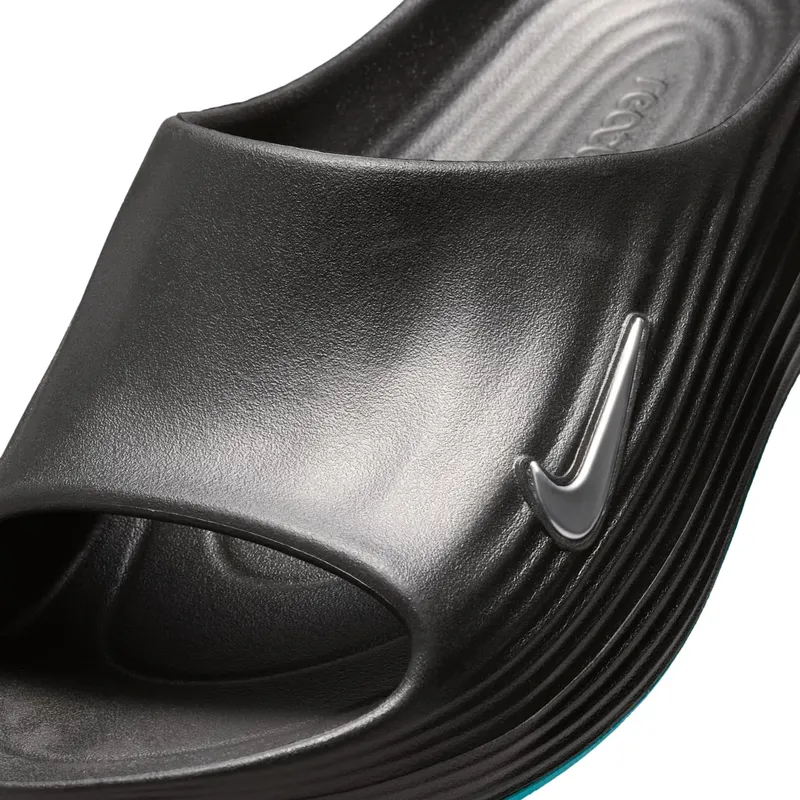 Nike ReactX Rejuven8 Slides “Black / Gamma Blue / Metallic Silver” (HV4479-003)