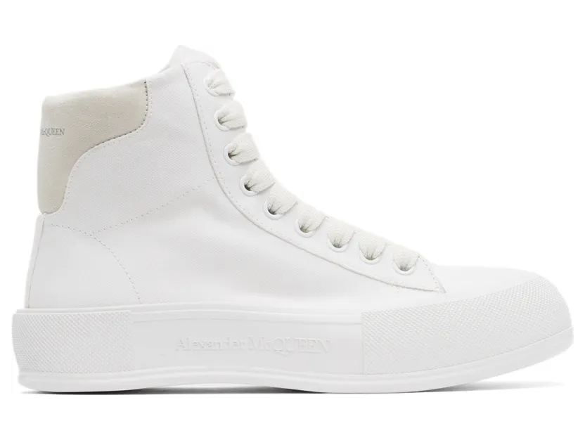 Alexander McQueen Black & White Deck Plimsoll High-Top Sneakers (666381W4MV7)