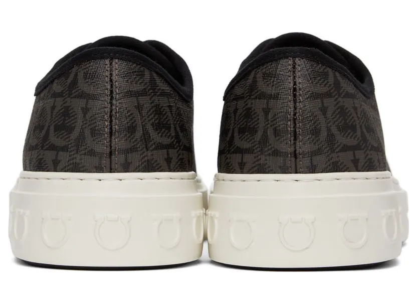 Salvatore Ferragamo Grey & Black Gancini Sneakers (717990 02B342003) (4)